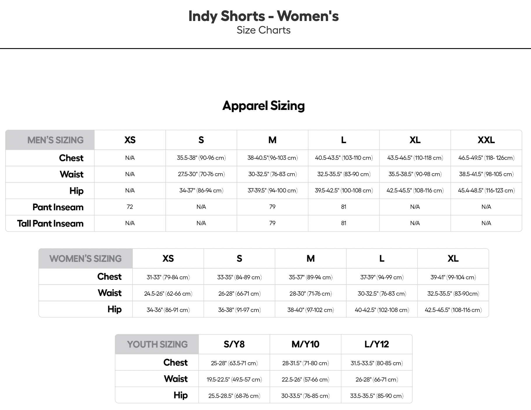 INDY W SHORTS